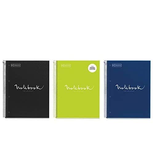 Miquelrius - Pack 3 Cuadernos A4 Cuadriculados Emotions - Espiral Microperforado, Cubierta de Cartón Forrado, Tamaño 210 x 297 mm, 4 taladros, 80 Hojas de 90 g, Cuadrícula de 5x5 m, Intensos