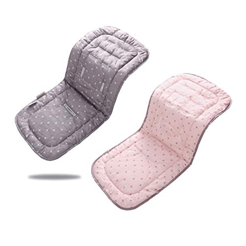 Miracle Baby Cojín Carro Bebe,Colchoneta Silla Paseo Universal Transpirable,Cojín Silla de Paseo para el Cochecito y Asiento de Carro, 100% Algodón, 32x80cm(Cruz Gris Rosa)