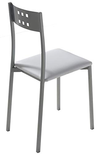 Miroytengo Pack 2 sillas Cocina Costa Color Blanco Patas Gris Comedor Estilo Moderno 86x47x41