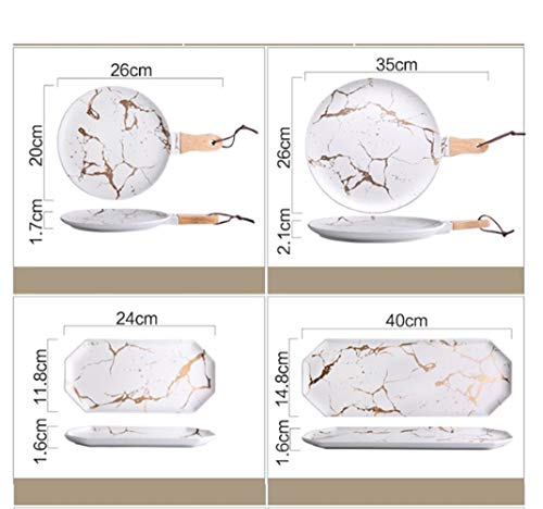 MISDD Creativa mármol Raya rectángulo Grande y cerámica Redondo Pizza Placa al por Mayor de Utensilios de Cocina de Porcelana Vajilla Sushi (Color : C1)