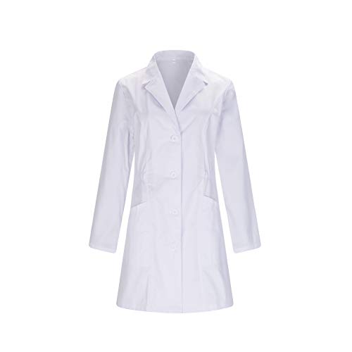 MISEMIYA - Bata Cuello Solapa MÉDICA Dentista Doctora Enfermera Uniforme Laboral Veterinaria Sanitarios Farmacia Laboratorio Ref-8163 - S, Batas Laboratorios 8163-2 Blanco