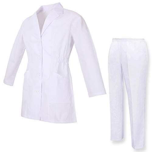 MISEMIYA - Bata Laboratorio Y PANTALÓN, Cuello REFORMADO Uniformes Sanitarios Uniforme MEDICOS - Ref.81638 - L, Blanco