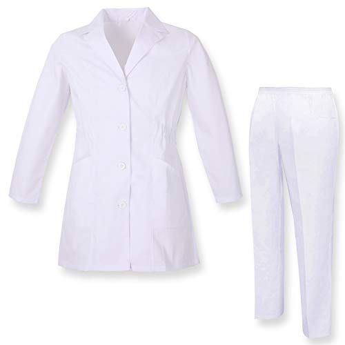 MISEMIYA - Bata Laboratorio Y PANTALÓN, Cuello REFORMADO Uniformes Sanitarios Uniforme MEDICOS - Ref.81638 - L, Blanco