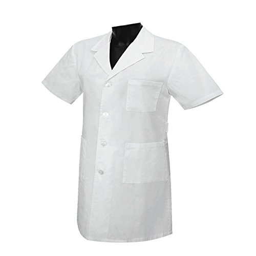 MISEMIYA - Bata Unisex Cuello Solapa Mangas Cortas Uniforme Laboral CLINICA Hospital Limpieza Veterinaria SANIDAD HOSTELERÍA - Ref:8162 - XS, Blanco