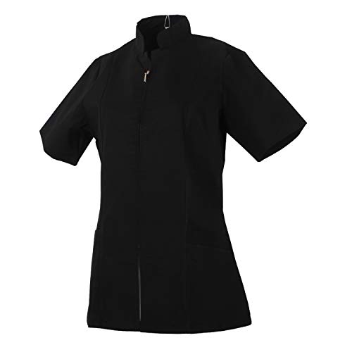 MISEMIYA - Casaca Mujer Cierre Cremallera Manga Corta Uniforme Doctora Uniforme Laboral Veterinaria SANITAWRIOS Farmacia LABORATOR- Ref.829 - XL, Negro