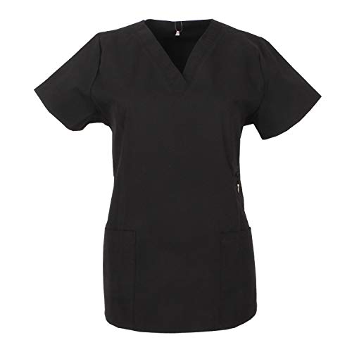 MISEMIYA - Casaca Mujer Mangas Cortas Uniforme Laboral CLINICA Estética Limpieza Veterinaria SANIDAD Dentista HOSTELERÍA Ref.707 - XL, Negro