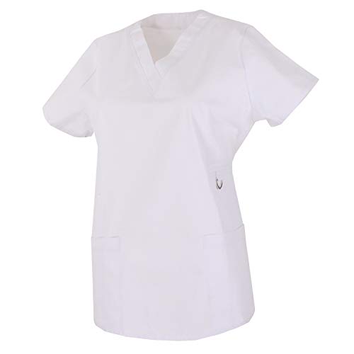 MISEMIYA - Casaca Mujer Mangas Cortas Uniforme Laboral CLINICA Estética Limpieza Veterinaria SANIDAD Dentista HOSTELERÍA Ref.707 - XS, Blanco