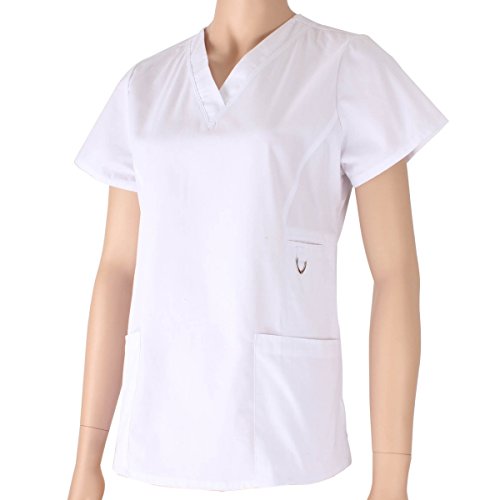 MISEMIYA - Casaca Mujer Mangas Cortas Uniforme Laboral CLINICA Estética Limpieza Veterinaria SANIDAD Dentista HOSTELERÍA Ref.707 - XS, Blanco