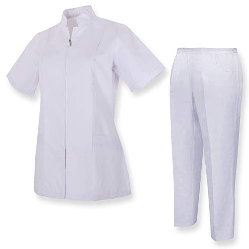 MISEMIYA - Casaca Y PANTALÓN Mujer Uniforme Sanitarios,Peluquero, Empleado de SPA, o masajista - Ref.8298 - XL, Blanco