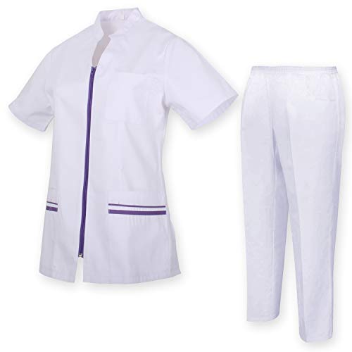 MISEMIYA - Casaca Y PANTALÓN Mujer Uniformes Sanitarios Uniformes MEDICOS CLINICAS Estética Médico Enfermería Casaca Y PANTALÓN Ref.7028 - M, Lila