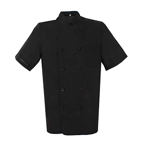 MISEMIYA - Chaquetas Cocinero Bar Restaurante Ropa Cocinero con Mangas Cortas - Ref.8422 - XXL, Negro