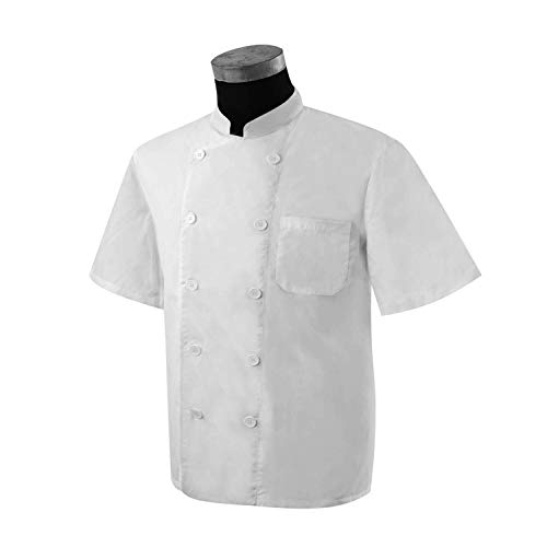 MISEMIYA - Chaquetas Cocinero Bar Restaurante Ropa Cocinero con Mangas Cortas - Ref.8422 - XXXL, Blanco