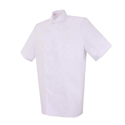 MISEMIYA - Chaquetas Cocinero Bar Restaurante Ropa Cocinero con Mangas Cortas - Ref.8422 - XXXL, Blanco