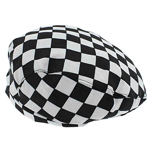 MISEMIYA - Gorro Bandana Gorro Chef Bandana Gorro Cocinero Gorro Camarero Gorro Carnicero - Ref.092 - Plaid Blanco y Negro, Pack* 1 Pcs