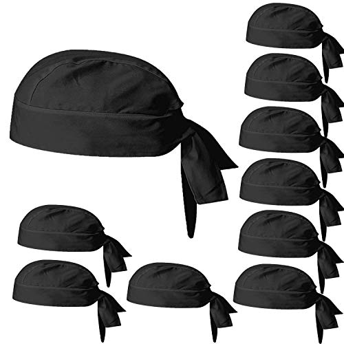 MISEMIYA - GORRO BANDANA GORRO CHEF BANDANA GORRO COCINERO GORRO CAMARERO GORRO CARNICERO - Ref.926 - Negro, Pack* 10 Pcs