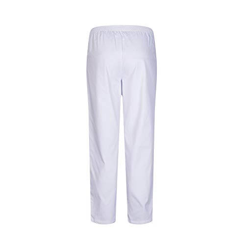 MISEMIYA - PANTALÓN Sanitarios Unisex Cintura ELÁSTICA Uniforme Laboral MÉDICO Enfermera Limpieza Veterinaria SANIDAD HOSTELERÍA- Ref.8312 - S, Blanco