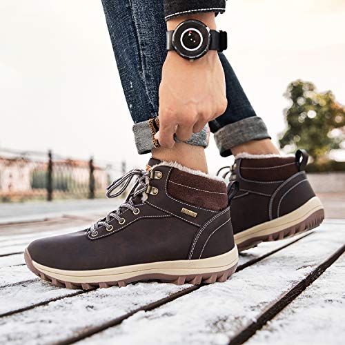 Mishansha Mujer Hombre Botas para Invierno con Forro de Piel Cálidas Zapatos para Caminar Senderismo y Trekking - Calentitas Cómodas Antideslizantes(Marrón, 36 EU)