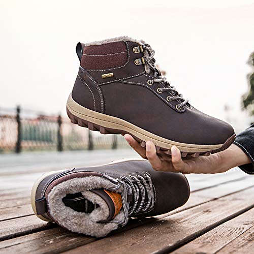 Mishansha Mujer Hombre Botas para Invierno con Forro de Piel Cálidas Zapatos para Caminar Senderismo y Trekking - Calentitas Cómodas Antideslizantes(Marrón, 36 EU)