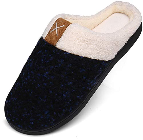 Mishansha Pantuflas Hombre Zapatillas de Estar por Casa para Mujer Invierno Antideslizantes CáLido Cómodas Memory Foam Slippers Azul Gr.44/45