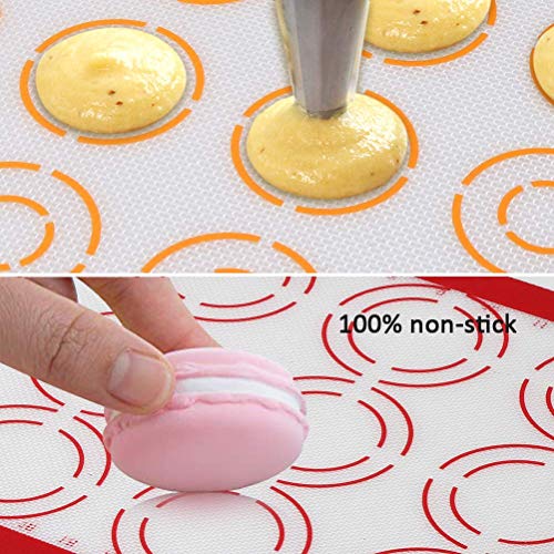 MIU - Alfombrilla de silicona antiadherente para hornear, 2 hojas de media hoja y 1 cuarto de hoja, kit de galletas perfecto para macarones, pasteles, pan y pastelería (juego de 3)