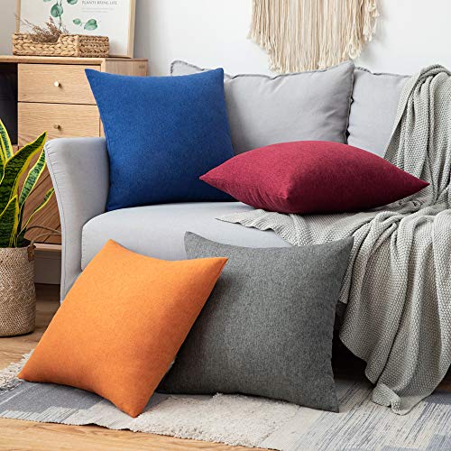 MIULEE 2 Piezas Fundas de Cojines Almohada Caso de la Cubierta del Amortiguador Decorativo Compuesto de Lino de Imitación con Poliéster Duradero Decoración para Sofá Cama 45x45cm Naranja