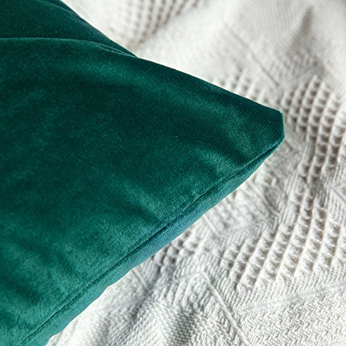 MIULEE Pack de 2, Terciopelo Suave Juego de Mesa de Manta de decoración Cuadrado Fundas de Almohada Funda de cojín para sofá dormitorio18 x 18 Pulgada 45 x 45 cm Verde malaquita