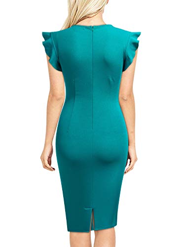 Miusol Casual Slim Fit Coctel Vestido de Lápiz para Mujer Azul Acido Medium