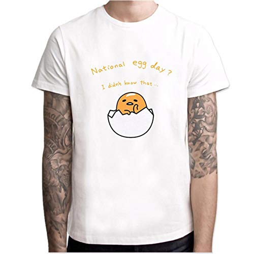 Miwaimao - Camiseta de manga corta para hombre, diseño de yema de huevo suelto, cuello redondo, cómodo elástico y transpirable