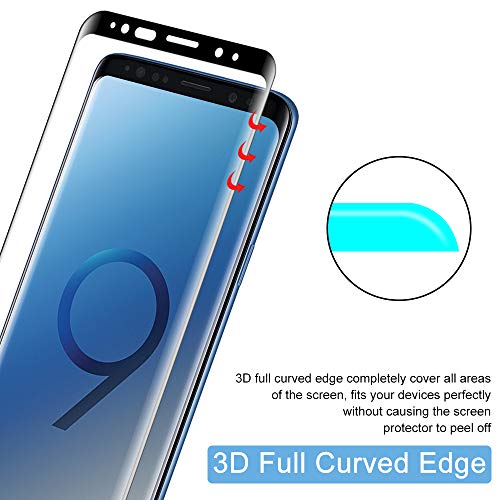 mixigoo Protector Pantalla para Samsung Galaxy S9, [2 Piezas] 3D Curvo Cobertura Completa Cristal Templado Samsung Galaxy S9 [Marco Instalación Fácil] Dureza 9H Vidrio Templado Samsung Galaxy S9