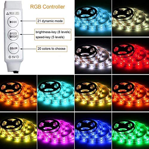 Mixtooltoys Tiras LED Iluminación 1M RGB 30LEDs LED Flexible SMD 5050 Tira de luz flexible TV Manguera ligera Decorativo secuencia ligera Operación de la batería Hogar Restaurante Cocina Dormitorio