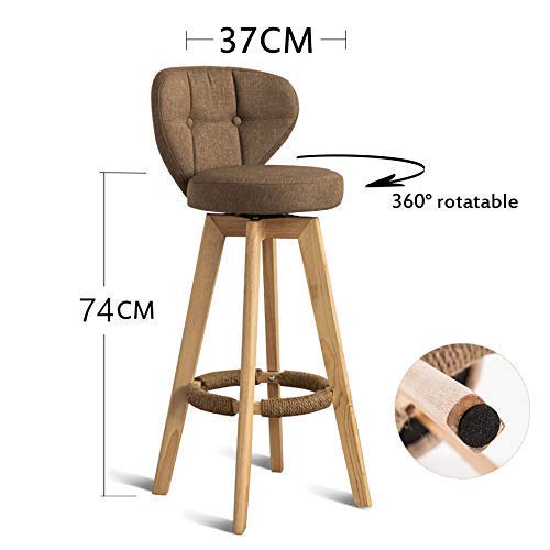 MJY Taburete giratorio de madera | Restaurant Cafe Taburete alto Respaldo de tela y altura del asiento 74 cm Desmontable Lavable Conveniente y práctico, 5, Un hogar creativo,5 5,UNA