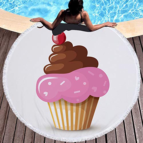 MKHB Helado Sandía Microfibra Toalla de Playa Redonda Toalla de baño Ducha Bohemia Verano Servilleta Redonda 150x150cm Patrón 14