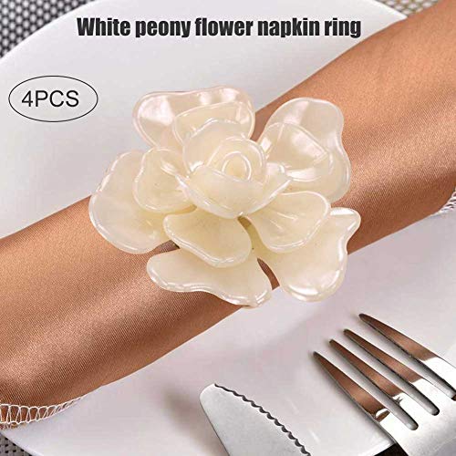 Mkiki - 4 Anillos con Hebilla para servilleta con Forma de Flores para decoración de Mesa de Banquetes de Boda y Fiestas