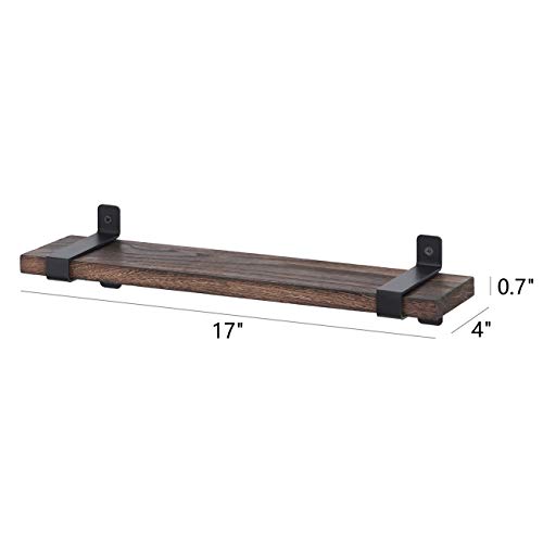 Mkouo Estantes flotantes de Madera rústica Industrial Estantería de Pared 2 Set Estantes de Almacenamiento de Pared with Brackets for Bedroom, Living Room, Bathroom, Kitchen, Office