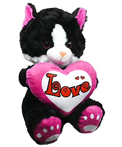 ML Oso de Peluche 45cm Regalo para Día de la Madre con un corazón con Mensaje Love sensación de Felpa Muy Suave (Negro)