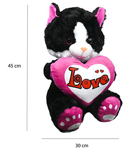 ML Oso de Peluche 45cm Regalo para Día de la Madre con un corazón con Mensaje Love sensación de Felpa Muy Suave (Negro)