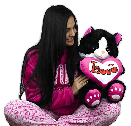 ML Oso de Peluche 45cm Regalo para Día de la Madre con un corazón con Mensaje Love sensación de Felpa Muy Suave (Negro)