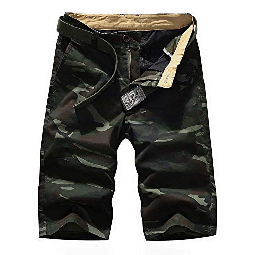 MLKUP Pantalones Cortos de Cintura elástica cómodos Versión Suelta Herramientas de Camuflaje de Verano Pantalones recortados Pantalones Cortos Casuales Sueltos de Gran tamaño Uniforme milita