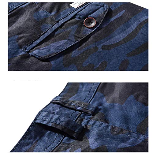 MLKUP Pantalones Cortos de Cintura elástica cómodos Versión Suelta Herramientas de Camuflaje de Verano Pantalones recortados Pantalones Cortos Casuales Sueltos de Gran tamaño Uniforme milita