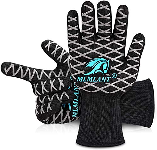 MLMLANT Guantes de Barbacoa,Guantes para Horno,Guantes de Cocina,Oven Gloves Resistencia Térmica hasta 1472 ° C,Certificación EN407 de protección contra Alta Temperatura (1 Par)