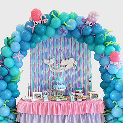 MMTX Decoración de Fiesta de cumpleaños de mar Azul con Animales Marinos pez Globo pez Globo Globo de Cangrejo hipocampo, Kit de Suministros para Fiestas para niños con Pancarta