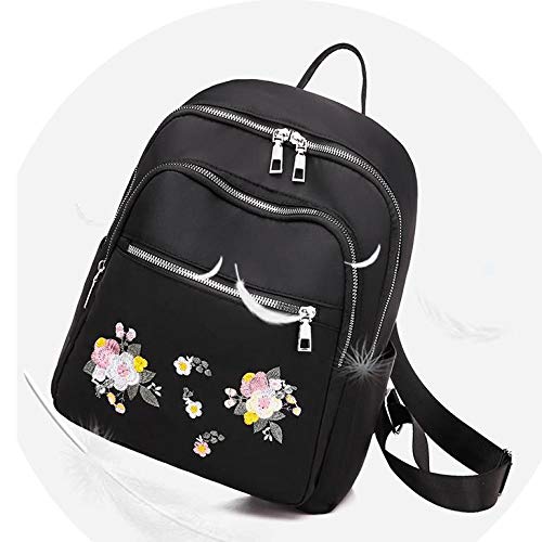 MNBVCX Mochila De Viaje De Nailon Ligero Todo Fósforo con Bordado De Moda para Mujer 28X12X33Cm