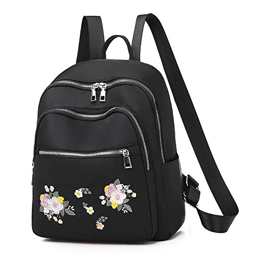 MNBVCX Mochila De Viaje De Nailon Ligero Todo Fósforo con Bordado De Moda para Mujer 28X12X33Cm