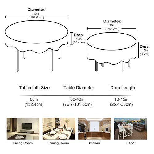 Mnsruu - Mantel Redondo de 60 Pulgadas con diseño de la Torre Eiffel de Francia para Mesa de Buffet, Fiestas, cenas de Vacaciones