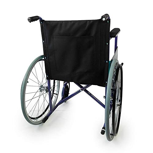 Mobiclinic, modelo Alcázar, Silla de ruedas ortopédica, plegable, para minusválidos, manual, freno en manetas, reposabrazos fijos y reposapiés abatibles, color Azul/Negro, asiento 46 cm