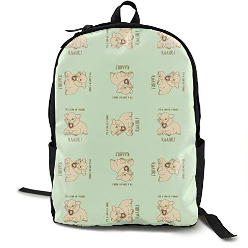 Mochila clásica, diseño de cachorro de león en pistacho, bolsa de escuela casual de gran capacidad, para adolescentes, mujeres, hombres, viajes, senderismo