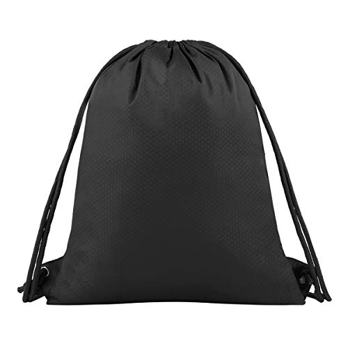 Mochila deportiva con cordón y bolsillo separado, para natación, yoga, playa, viajes, para hombres y mujeres, color negro, tamaño talla única