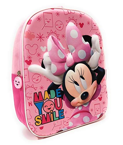 Mochila Minnie Mouse 3D Infantil para niñas (32 cms) + Estuche Minnie Mouse Portatodo + Bolsa Minnie Mouse para Merienda