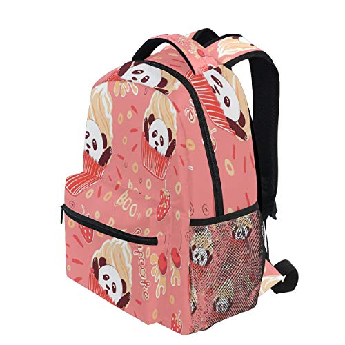 Mochila para colegio, diseño de panda con forma de panda y magdalenas, ideal para viajes, camping, gimnasio, senderismo
