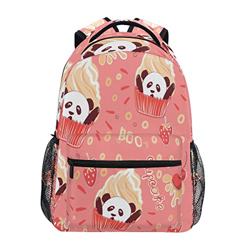 Mochila para colegio, diseño de panda con forma de panda y magdalenas, ideal para viajes, camping, gimnasio, senderismo